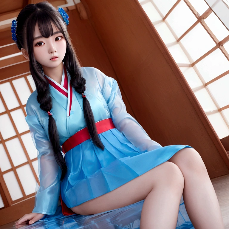 rialistic photo、Real Images、An ultra-high picture quality、Beautiful woman, chinese clothes、a miniskirt, oud,Sitting、Open your legs to the left and right、Open legs、White panty、Beautiful panties、beautiful thigh、White cotton underwear visible、Beautiful camel toe、poneyTail、 Traditional Pottery Clothing