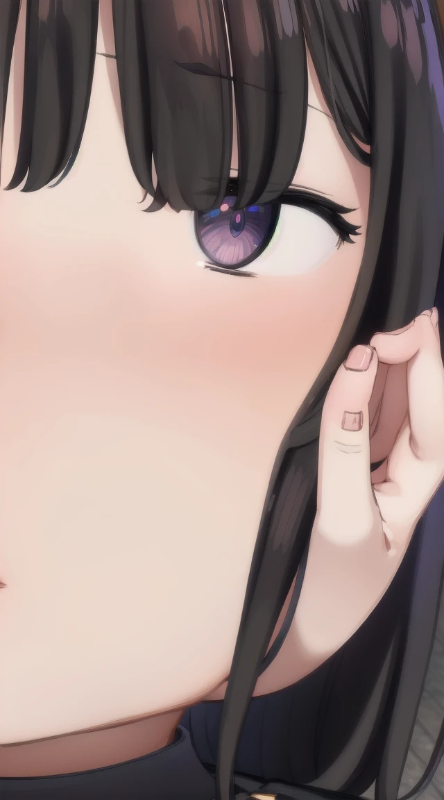 1girl,((black hair))
BREAK ((inoue takina, long hair, bangs, black hair, (purple eyes:1.2),crop top, white socks, shirt, long sleeves, dress, ribbon, , white shirt, collared shirt, belt, neck ribbon, blue dress, green ribbon, pleated dress, grey dress, two-tone dress, blue belt, lycoris uniform,:1))
BREAK ((blank eyes, mind control,:1.4))
BREAK indoors,
BREAK looking at viewer, 
BREAK (masterpiece:1.2), best quality, high resolution, unity 8k wallpaper, (illustration:0.8), (beautiful detailed eyes:1.6), extremely detailed face, perfect lighting, extremely detailed CG, (perfect hands, perfect anatomy),
