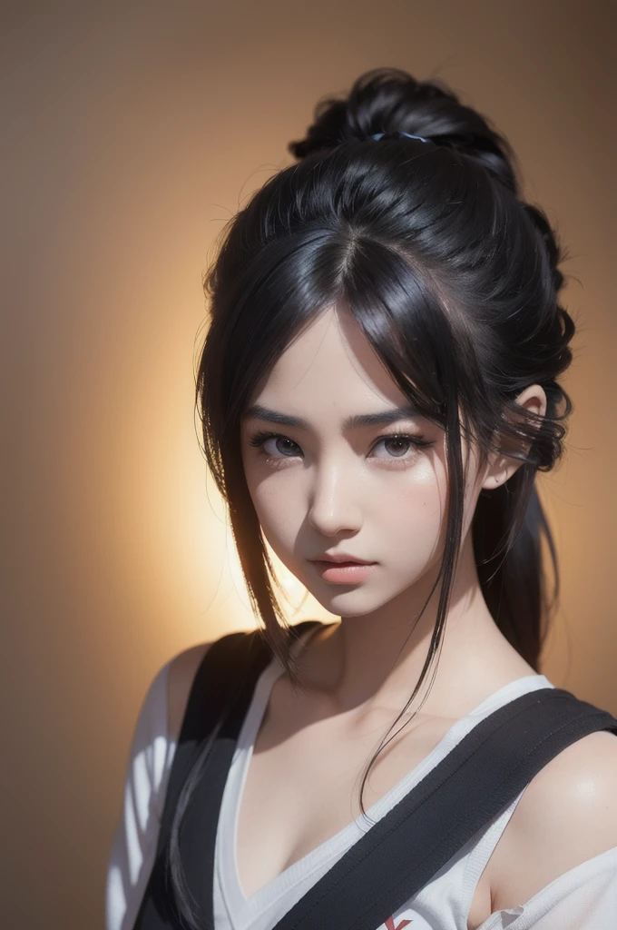 very beautiful warrior (photo realistic:1.6), ultra detailed, young woman, uplight, school wear, mask