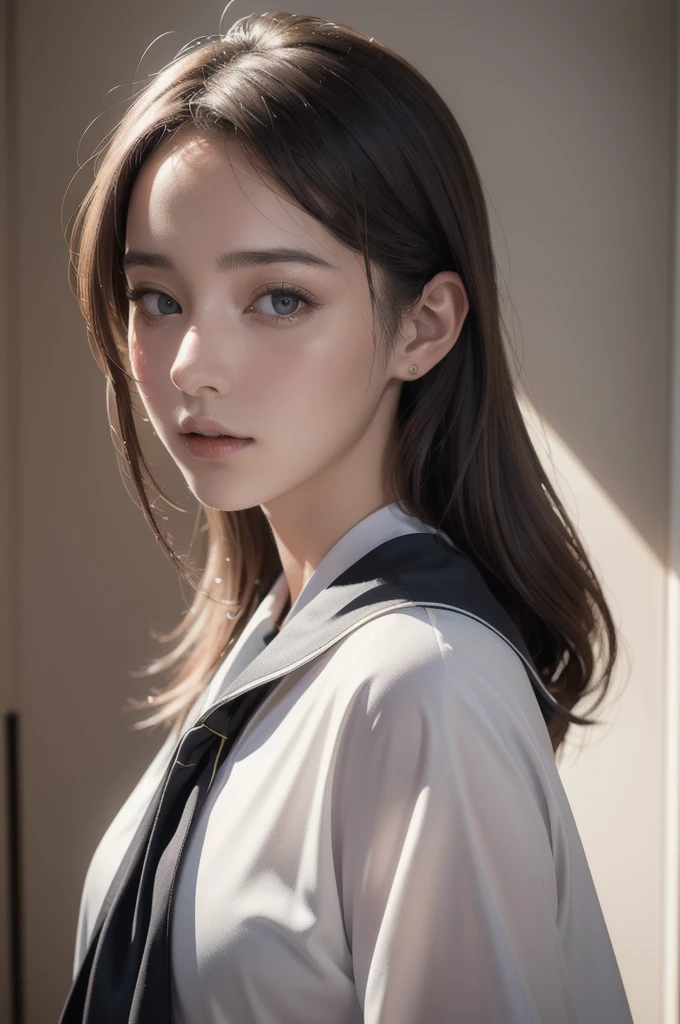very beautiful knight (photo realistic:1.6), ultra detailed, young woman, uplight, school wear, mask
