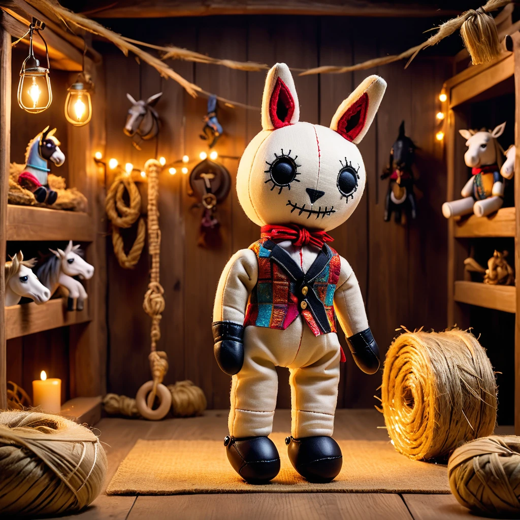 (knitted toy voodoo doll:1.7), (Voodoo Rabbit Baking Cookies:1.3), (Clothing: casual baking outfit with magical cookie patterns:1.0), (Accessories: enchanted mixing bowl, glowing rolling pin, mystical cookie cutters:1.2), (background: cozy kitchen with floating, glowing cookie dough and soft oven hum:1.2), best quality, masterpiece, detailed soft oil painting, detailed background, dramatic cinematic lighting, soft edge lighting, professional, dramatic lighting, hard edge lighting, ultra quality, 4k, masterpiece, best quality, 8k, ultra high definition, high resolution, extremely detailed