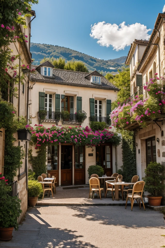 Landscape with a French cafe