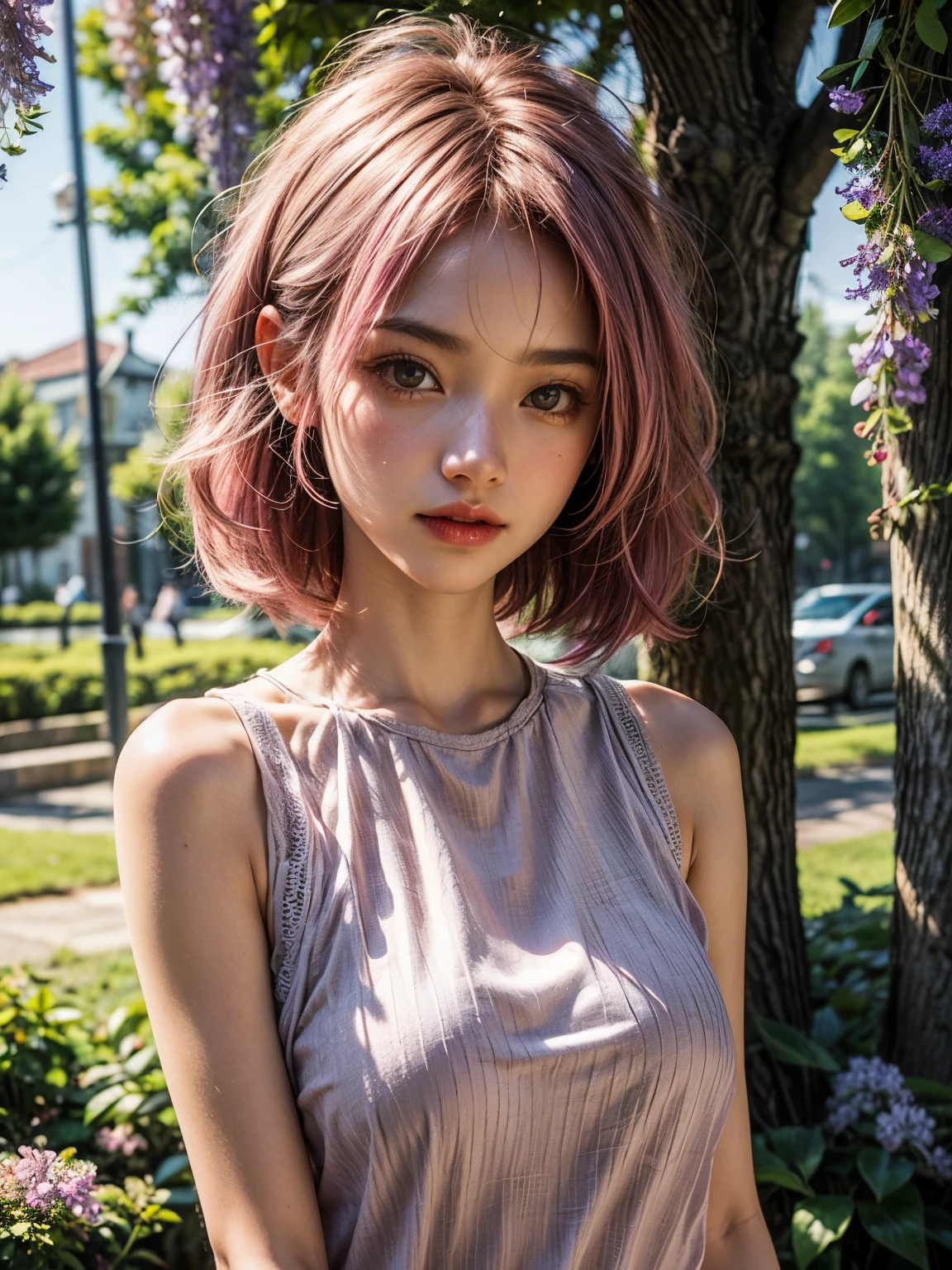 masterpiece, best quality, white background, cosmieyes, reimisugimotojojo, 1girl, solo, looking at viewer, upper body, ((pink eyes)),