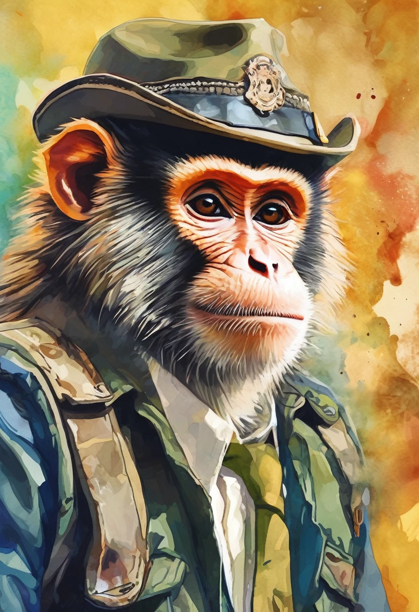 (((Bruno Amadio watercolor style))),(((following eyes effect))),((pastel light colors)),(((mexican narco culture enviroment)),(((The underneath view of ((( detailed ))) A drugs dealer mexican narco cartel (((golden snub-nose monkey))) using the Jesus Malverde gangster suit on the tijuana's street , Provocative, in the style of watercolour, tetradic colors, 3D vector art, cute and quirky, fantasy art, watercolor effect, bokeh, hand-drawn, digital painting, low-poly, soft lighting, bird's-eye view, isometric style, retro aesthetic, focusedon the character, 8K resolution, photorealistic rendering, usingCinema 4D,highly detailed, professional light
