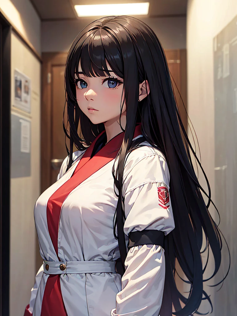 (masterpiece、top-quality、hight resolution), A female interviewee during an interview, finding it difficult to answer a particular question. The focus is on her upper body, showing her expression of hesitation and discomfort. She is dressed formally and appears composed, but her body language, such as a slight fidget or a nervous glance, indicates her unease. The question she is struggling with is not related to a crime but is still something she finds challenging to discuss openly in a public setting. The background suggests a professional interview environment, perhaps with a microphone or a recording device in view.