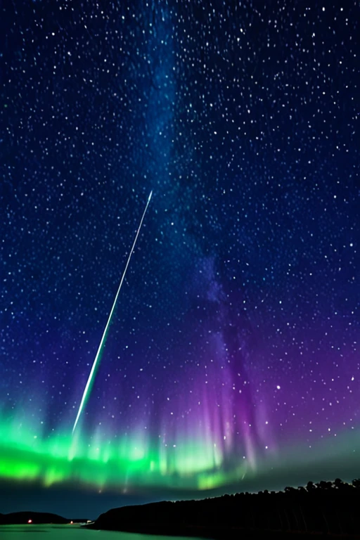 Starry Sky、shooting star、Aurora