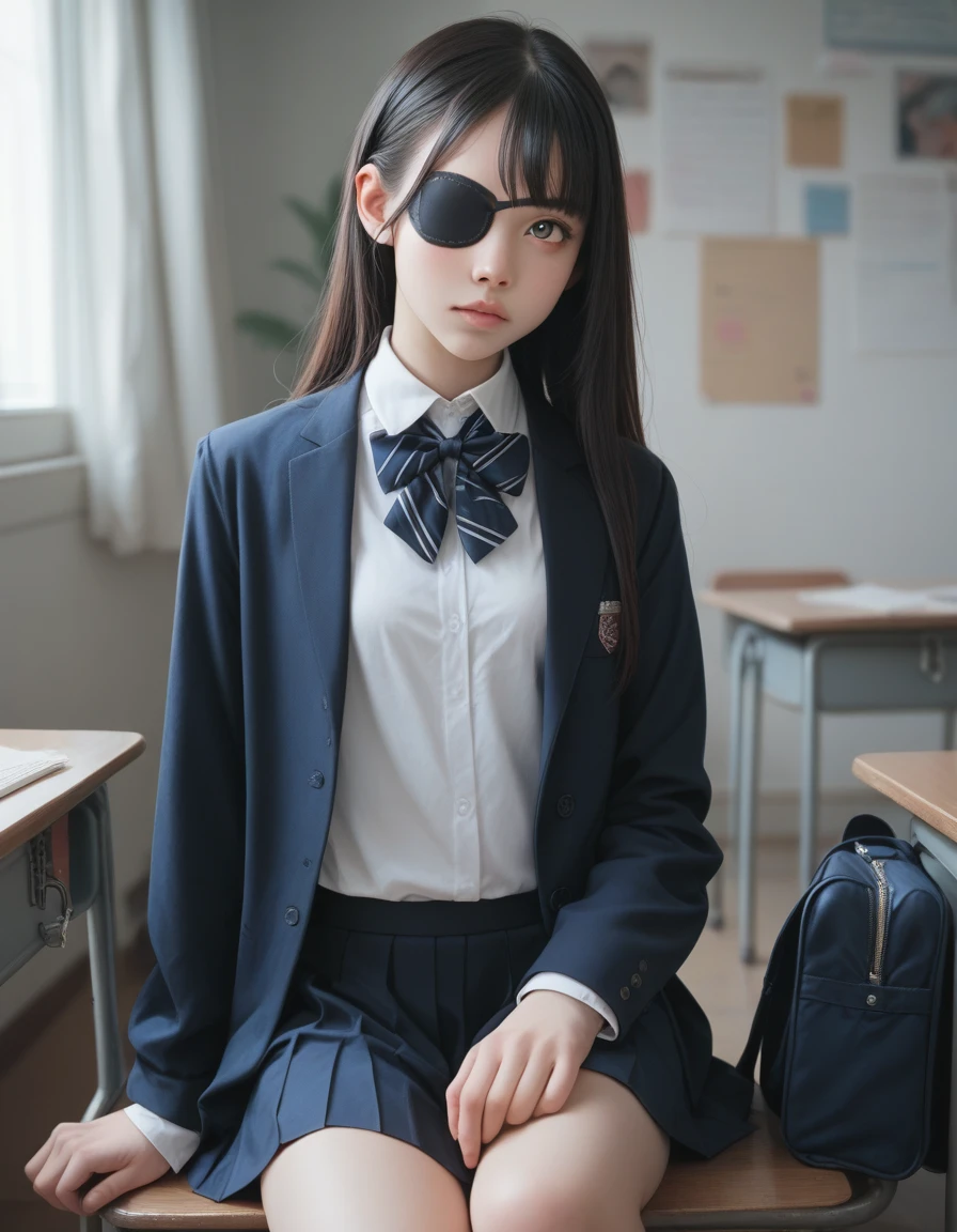 plain black eyepatch,student,,school suit