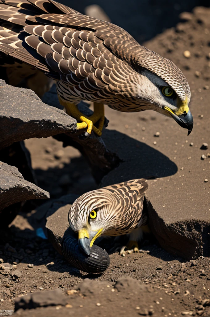 A diamond hawk devouring a coal worm