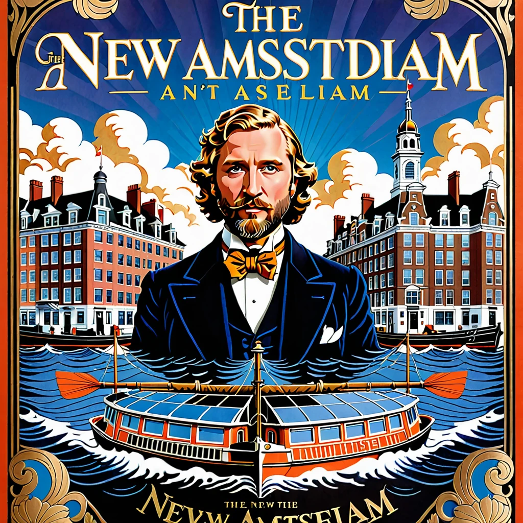 a poster for the movie the new amsterdam, an album cover by Jan Asselijn, reddit, art nouveau, dutch masterpiece, official artwork, wes anderson movie, martin ansin, official art, wes anderson film, new album cover, official poster artwork, never seen before, official poster, ny, promotional poster, promo art, promotional art, 2 0 1 9