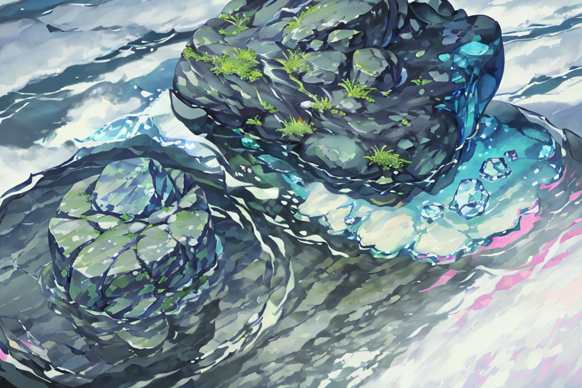 summer, rocky area, rock formation, 거대한 diamond rocks, There are diamonds on the floor, crystal rock (illustration : 1.0), Narrative construction, realistic lighting, HD detail, masterpiece, best quality best, (Highly detailed CG integrated 8k wallpaper), rocky area, diamond pillar, diamond rocks