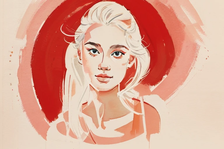 Une fille d'une beauté exquise dessinée avec très peu de trait, head to shoulder style, croquis d'illustration,(1women) minimalist, every stroke is precise and useless, like the genius Picasso.,color rgb