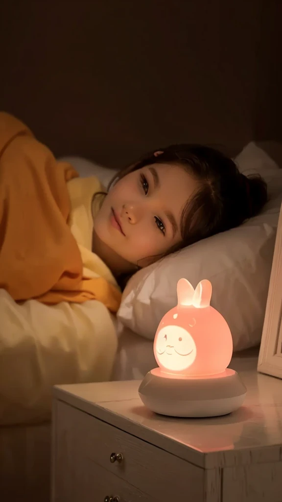 Children's faces,A is sleeping,Night Light,Soft warm light, Warm Mood, Beautiful and lovely lighting, Soft mood, Beautiful soft light