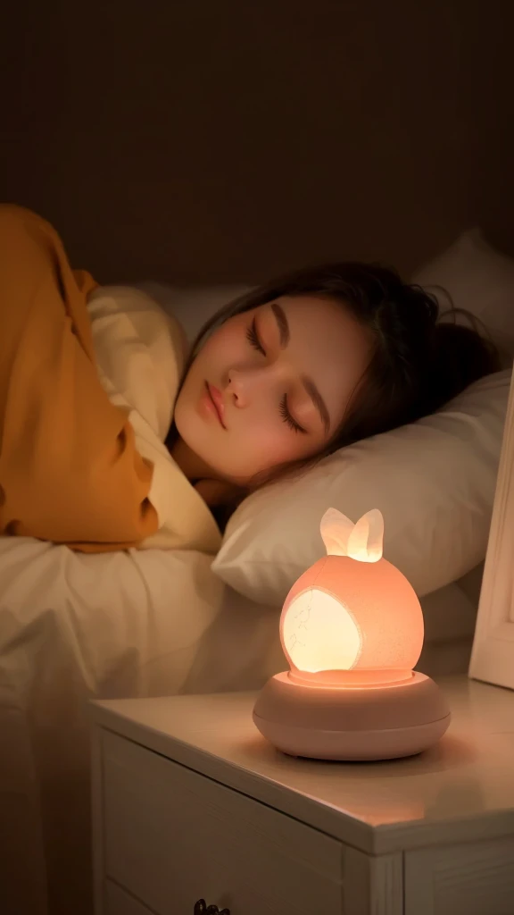 Girls，Sleep with eyes closed，一个5岁Girls在睡觉，Night Light，Soft warm light, Warm Mood, Beautiful and lovely lighting, Soft mood, Beautiful soft light