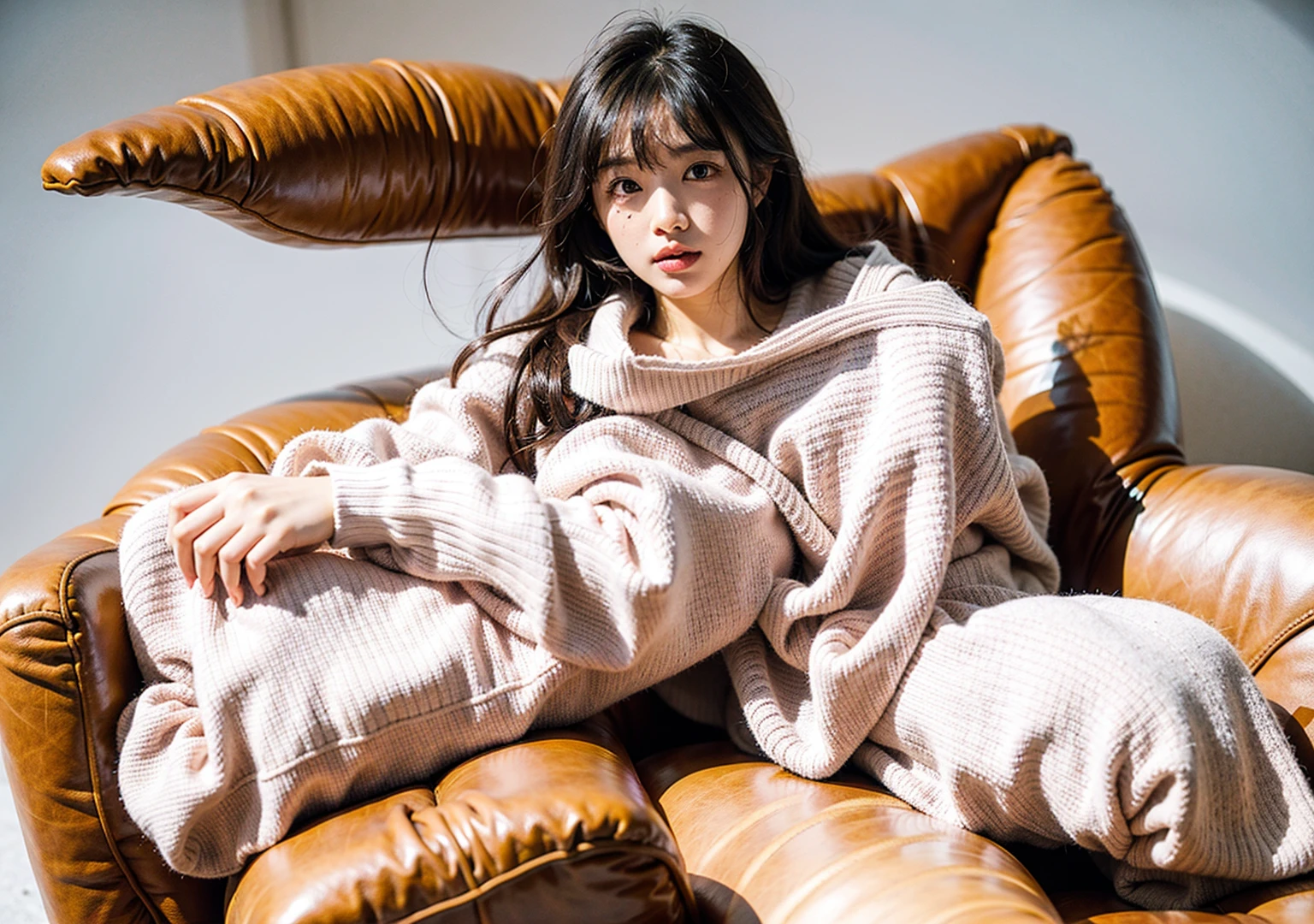 1girl,sweater,white background,