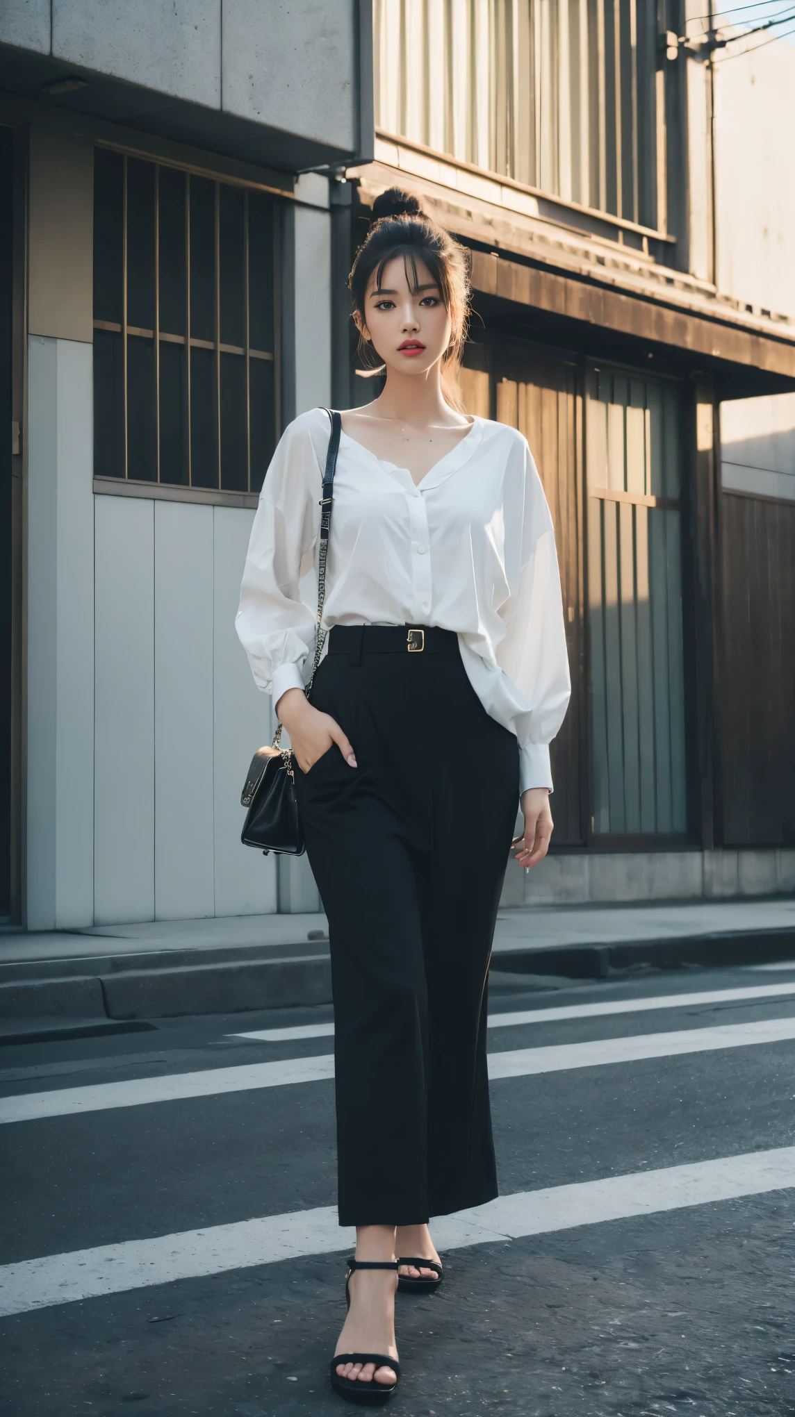 Tokyo、Street、Fashion Snap、real、snapshot、Stylish、Fashion Model、Mode Fashion、In front of the building wall、(best quality,4K,8K,highres,masterpiece:1.2),ultra-detailed,(realistic,photorealistic,photo-realistic:1.37),HDR,studio lighting,sharp focus,