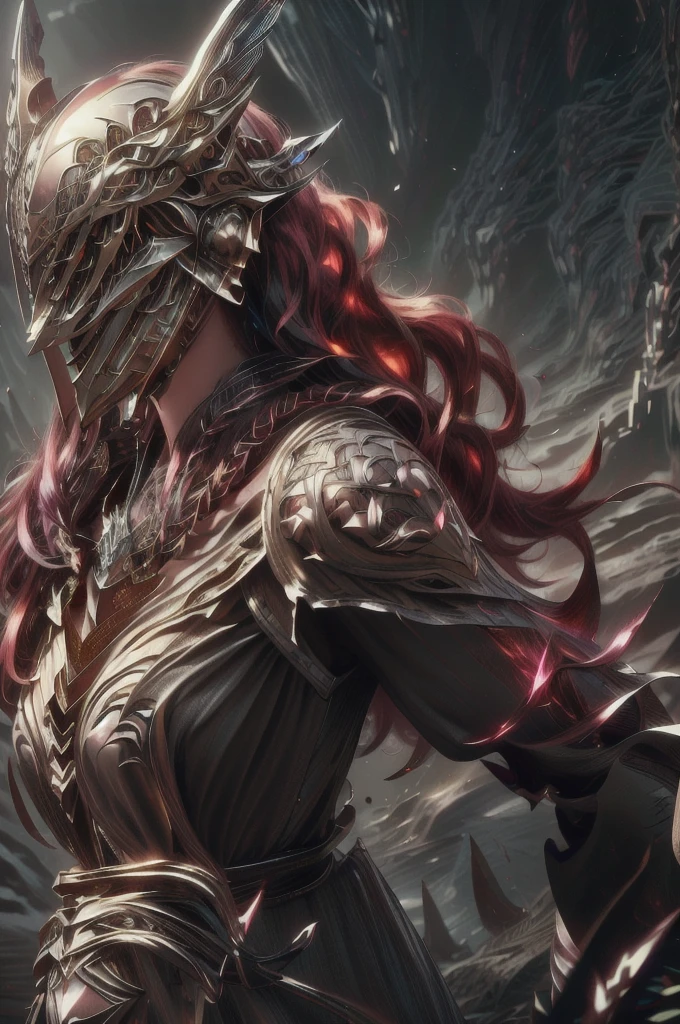 very beautiful knight (photo realistic:1.6), ultra detailed, young woman, uplight, school wear, mask