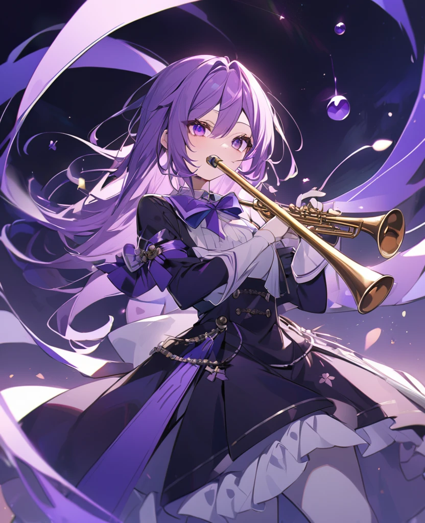 Keito。Purple Eyes。Purple Hair。Clarinetist