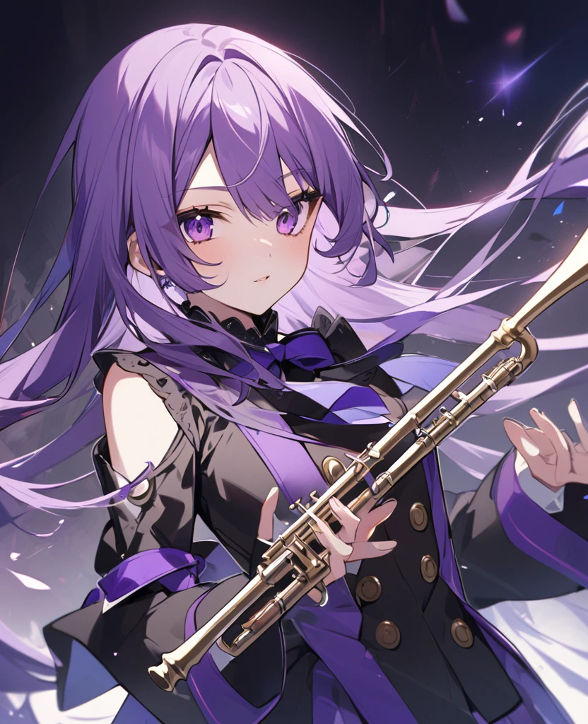 Keito。Purple Eyes。Purple Hair。Clarinetist