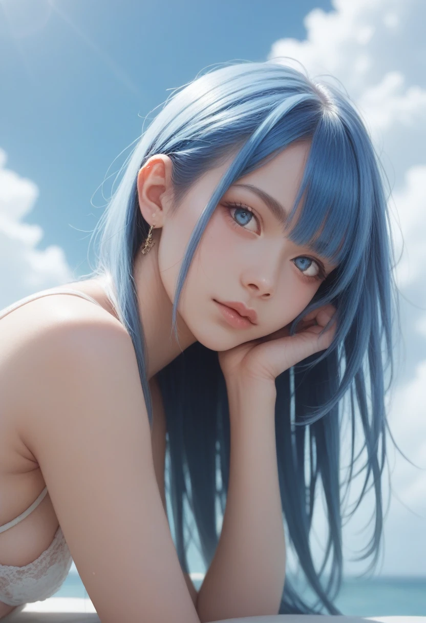 sky blue hair