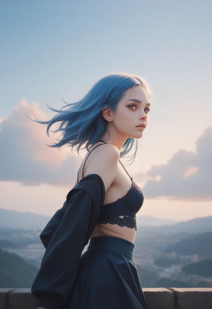 sky blue hair