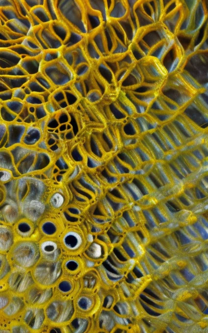 an intricate neural system made of agate and opal is shaping the figure of the Magus of Power himself, he is displaying his art with his tools, male, intelligence of transparency,dominant yellow, purple, gray and indigo rayed violet color tonality, fractal, brilliant colours, masterpiece, highly detailed, 4k resolution, 3d modelling, digital art, Caravaggio art