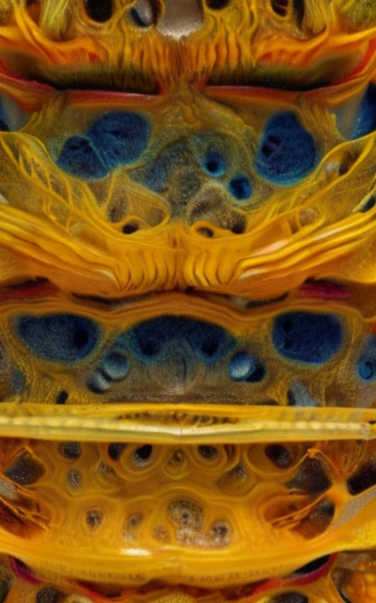 an intricate neural system made of agate and opal is shaping the figure of the Magus of Power himself, he is displaying his art with his tools, male, intelligence of transparency,dominant yellow, purple, gray and indigo rayed violet color tonality, fractal, brilliant colours, masterpiece, highly detailed, 4k resolution,  3d modelling, digital art, Caravaggio art