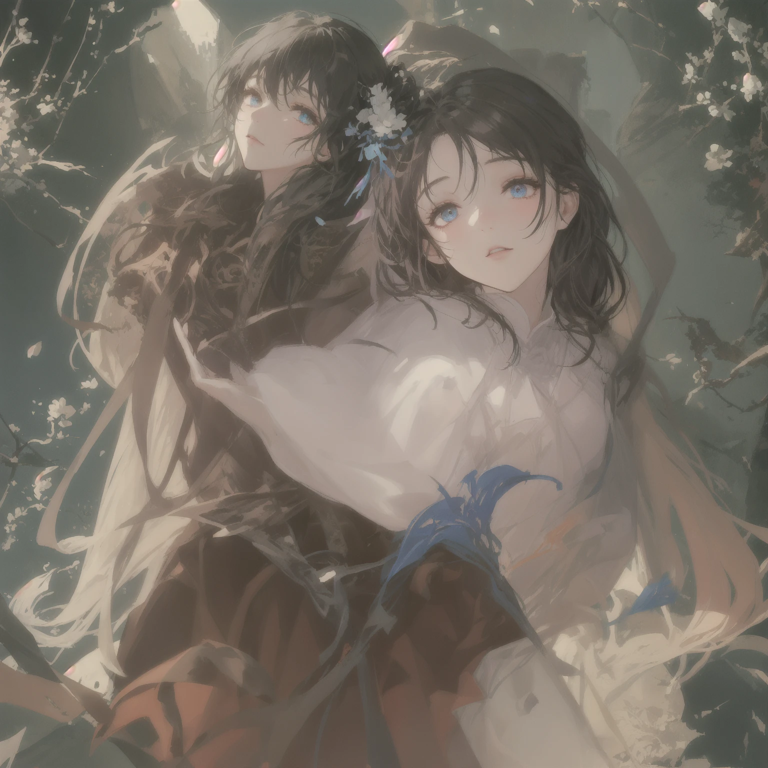 anime girl with long hair holding a flower in her hand, guweiz, artwork in the style of guweiz, guweiz on pixiv artstation, beautiful anime portrait, guweiz masterpiece, guweiz on artstation pixiv, beautiful anime girl, made with anime painter studio, painted in anime painter studio, anime moe artstyle