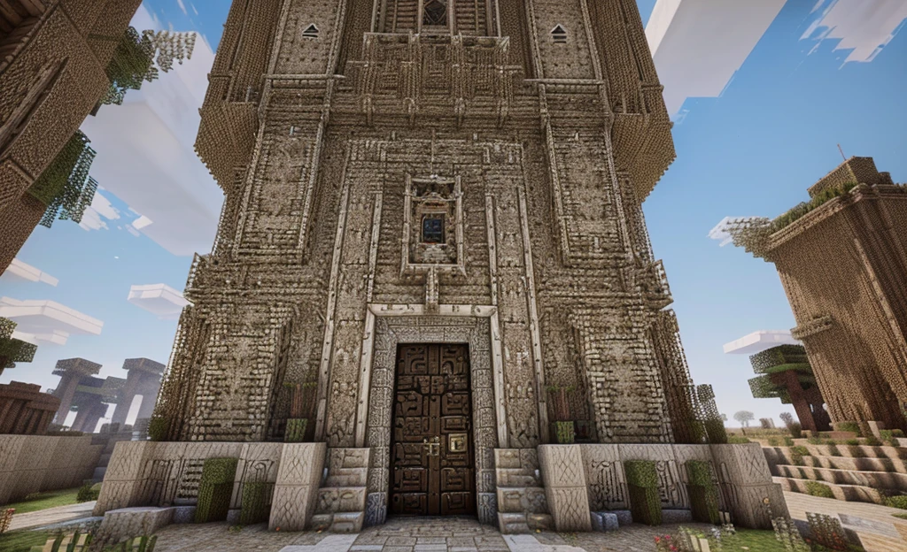 there is a very tall tower with a door in the middle of it, very detailed texture, super detailed picture, tall door, high detail texture, extreme hight detail, more textures, texture pack, texture map, minecraft watchtower builds, entrance to an ancient dungeon, perfectly tileable, high texture detail, super detailed render, hd detailed texture