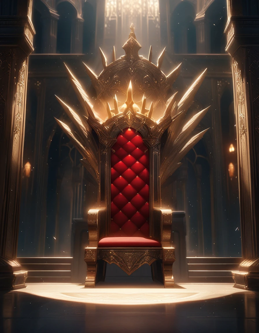 medium shot, white KING chair, God's seat, vacant throne, ornate and grand, intricately carved with gold accents, velvet upholstery, regal atmosphere, heaven throne, judgement seat of God, throne, high resolution, realistically rendered, HDR lighting, majestic aura, clean lines, sharp focus, empty, waiting, throne room, castle, dust particles softly visible in sunlight, ultra-detailed textures, vivid colors, bokeh effect on background, no-one sitting