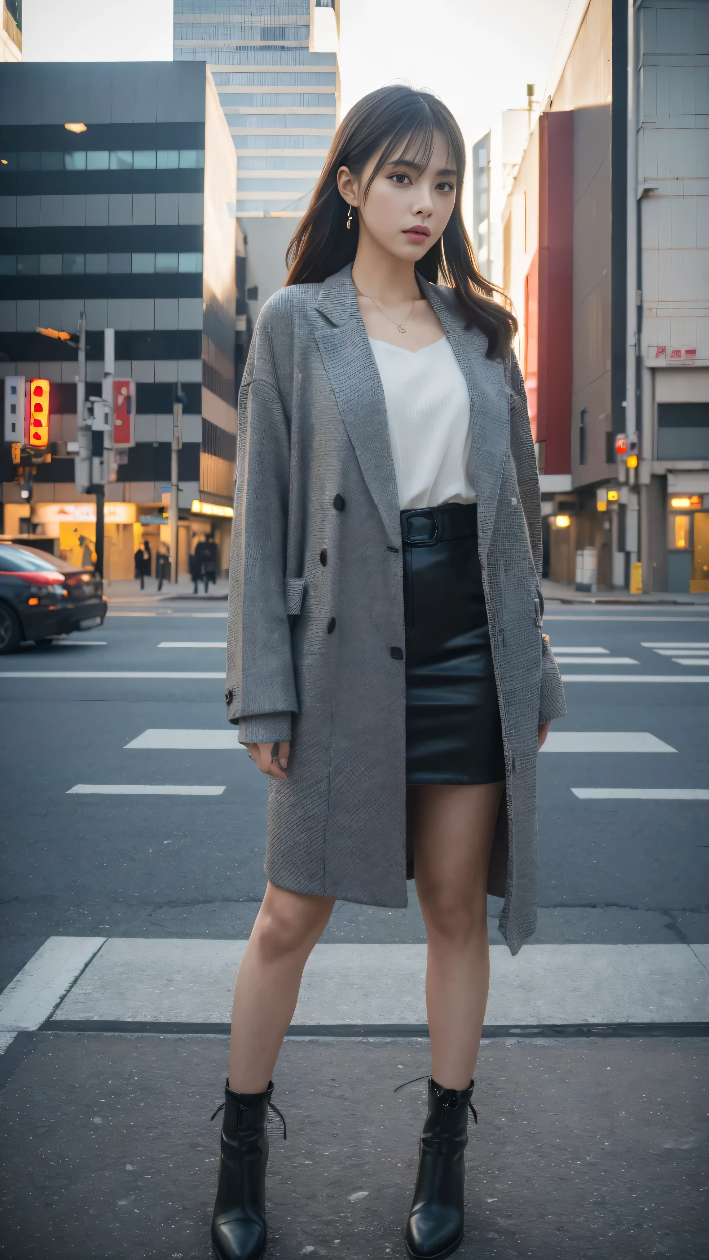 Tokyo、Street、Fashion Snap、real、snapshot、Stylish、Fashion Model、Mode Fashion、In front of the building wall、(best quality,4K,8K,highres,masterpiece:1.2),ultra-detailed,(realistic,photorealistic,photo-realistic:1.37),HDR,studio lighting,sharp focus,