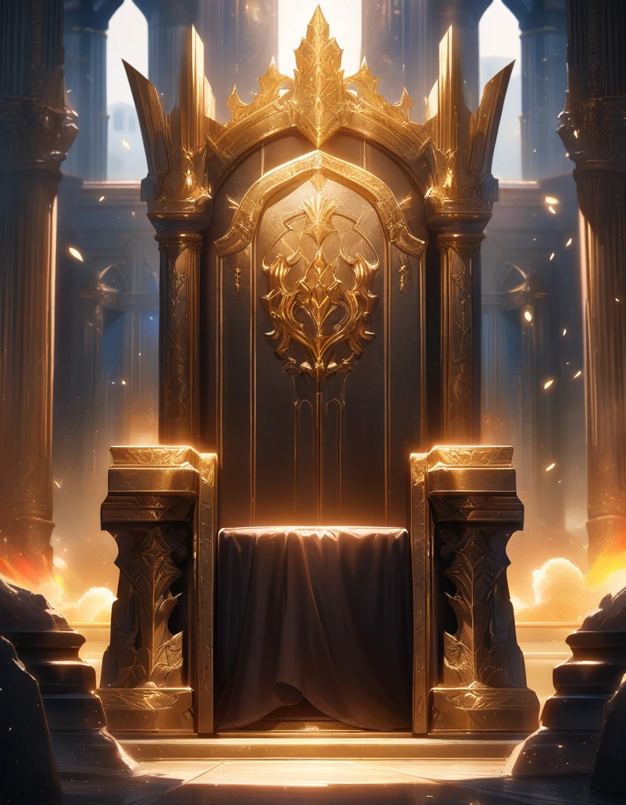 medium shot, white KING chair, God's seat, vacant throne, ornate and grand, intricately carved with gold accents, heaven throne, judgement seat of God, throne, high resolution, realistically rendered, HDR lighting, majestic aura, clean lines, sharp focus, empty, waiting, throne room, castle, dust particles softly visible in sunlight, ultra-detailed textures, vivid colors, bokeh effect on background, no-one sitting
