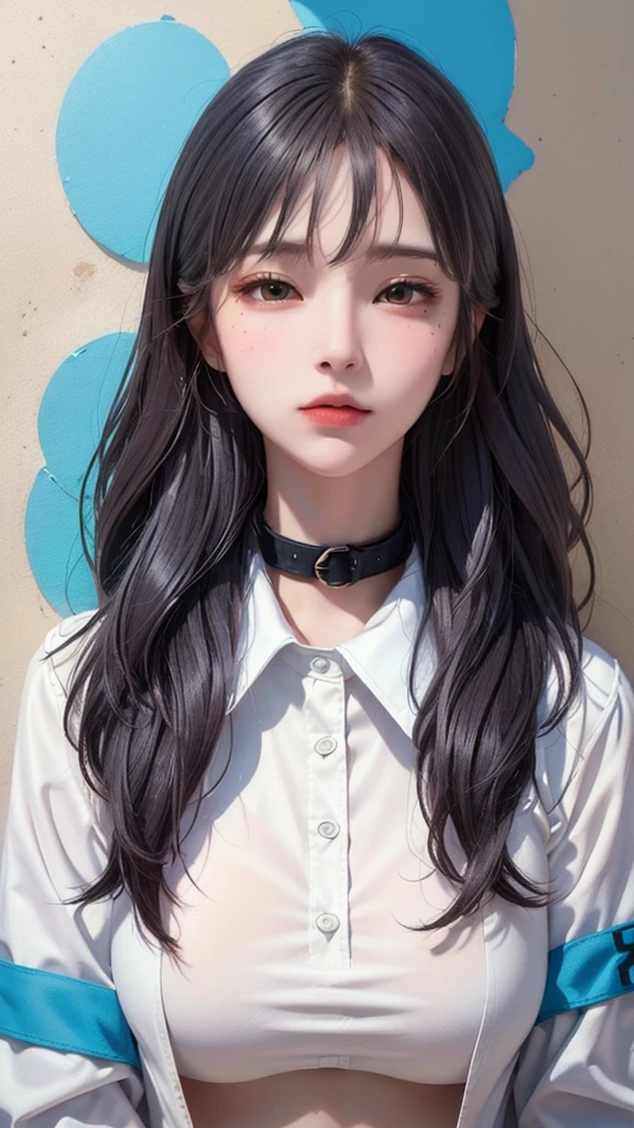 Tropical sandy beach、(Highest quality), masterpiece, High definition CG uniform 8k illustration, High collar, extremely High collar saturation, All the colors have deepened, paint, Graffiti art, Center Configuration, Highly detailed lights and shadows, Looking at the wall, Highly detailed face and eyes, Medium length hair, Serious and cute clothes