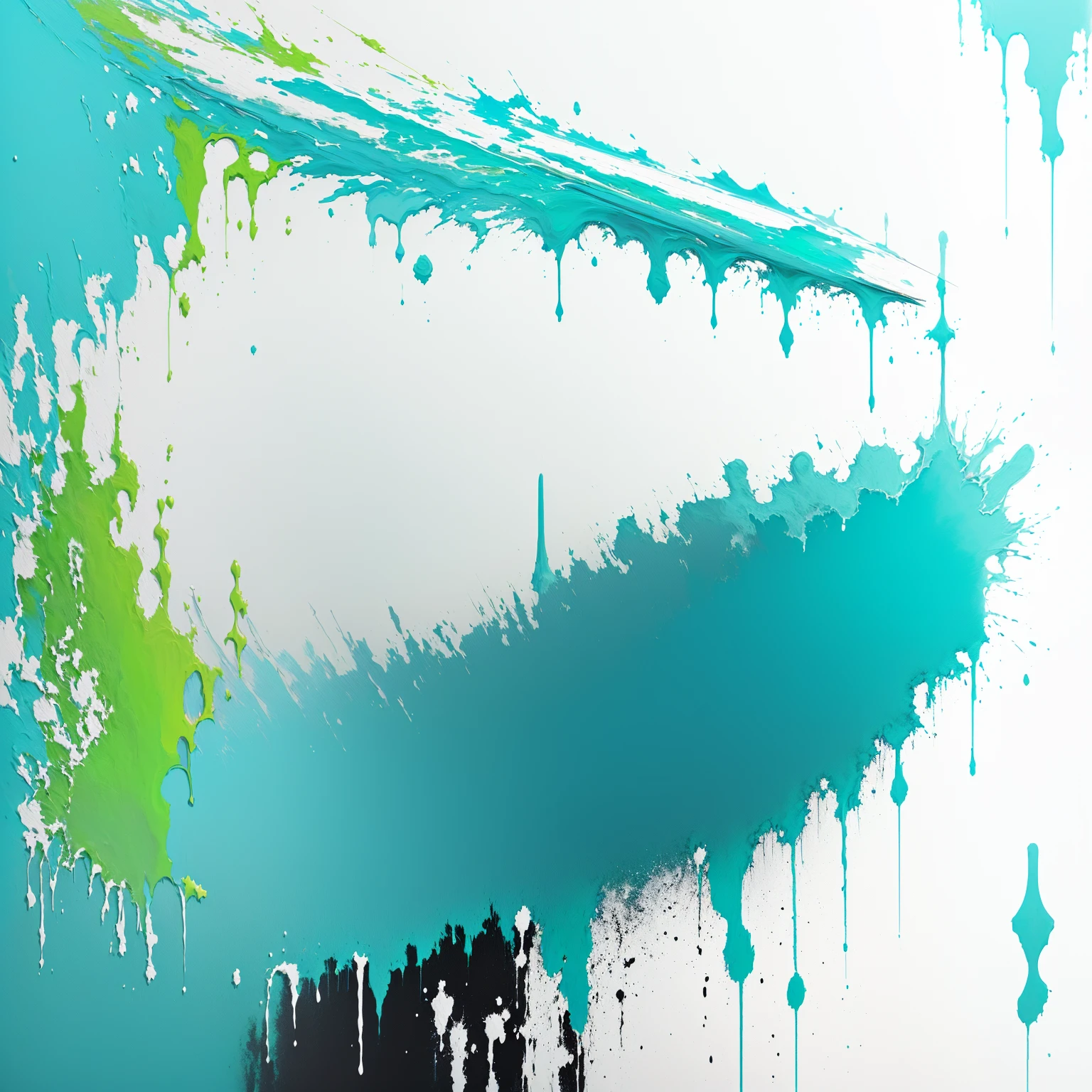there is a close up of a blue and green painting on a white surface, abstract album cover, official artwork, cover art, made with photoshop, album artwork, electric breeze, style of stone ocean cover art, album cover, abstracted painterly techniques, neon color mixed media painterly, digital mixed media painting, white cyan