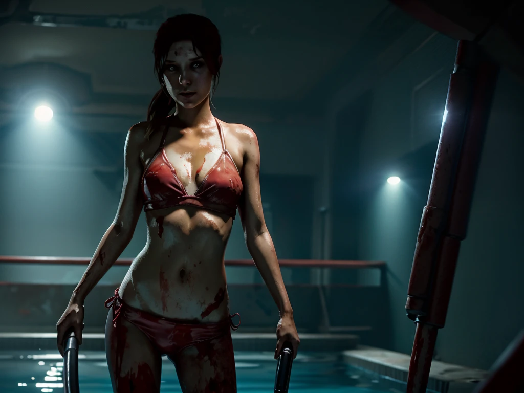 zoey from left 4 dead, bikini, in pool of blood, Ultra HD, 8K