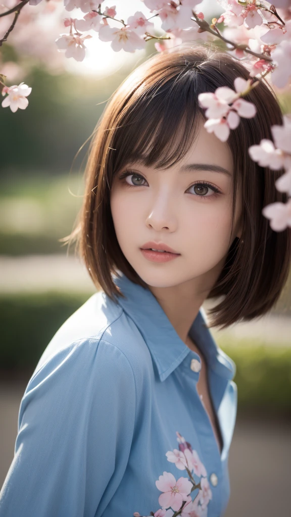 Tropical sandy beach、(logo、masterpiece、8K、Tabletop、RAW Photos、wonderful、最high quality、フォトリアリスティックでVery detailedな CG 統合 8K 壁紙、high quality、Very detailed、narrative poem、particles effect、Dynamic Effects、Depth of written boundary、Cinematic Light、Lens flare、Ray Tracing)、Fantasy、 (1 beauty、Cherry blossom shirt、Black-haired、Beautiful Face、True Face、Beautiful details、eye、Beautiful Skin)、髪がWindで踊る、Hair flutters in Wind、Hair bounces、wonderful景色、Morning Glow、Sun in the background、Wind、