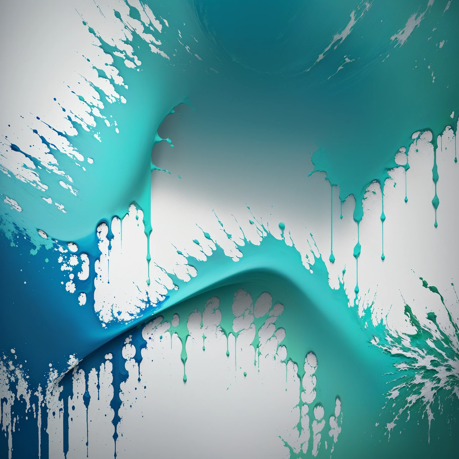 there is a close up of a blue and green painting on a white surface, abstract album cover, official artwork, cover art, made with photoshop, album artwork, electric breeze, style of stone ocean cover art, album cover, abstracted painterly techniques, neon color mixed media painterly, digital mixed media painting, white cyan