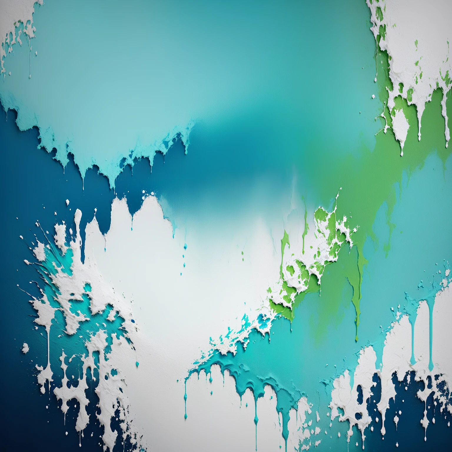 there is a close up of a blue and green painting on a white surface, abstract album cover, official artwork, cover art, made with photoshop, album artwork, electric breeze, style of stone ocean cover art, album cover, abstracted painterly techniques, neon color mixed media painterly, digital mixed media painting, white cyan