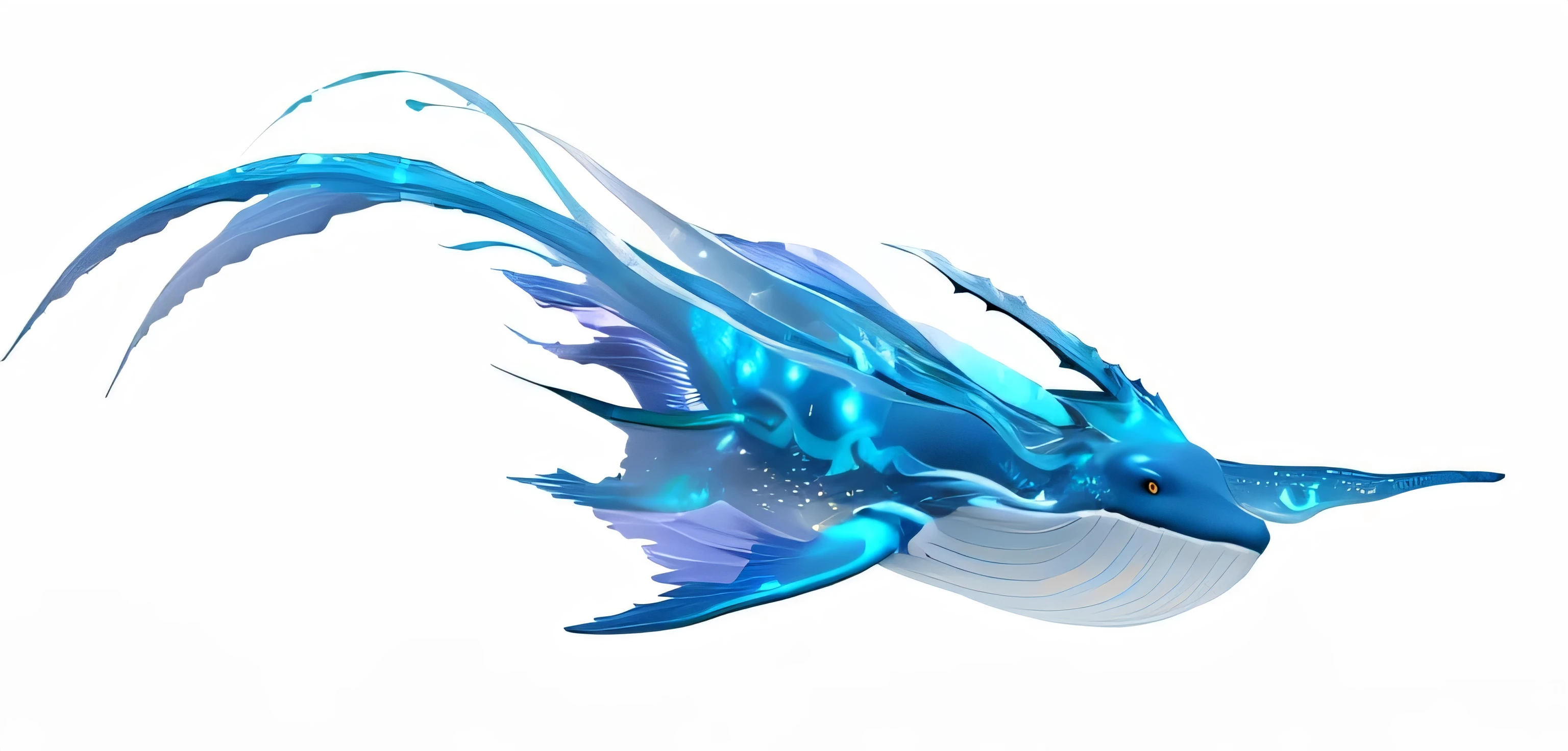 There is a golden Kunpeng，The tail is very long，The tail is very long, Aquatic organisms, Jellyfish Phoenix Dragon, Marine Life, Bioluminescent organisms, Sea Dragon, whale, Long, flowing fins, underwater Sea Dragon, Underwater behemoths, Giant marine creatures suddenly appear, deep Marine Life, Ethereal Eel, underwater Sea Dragon full body, Water Element