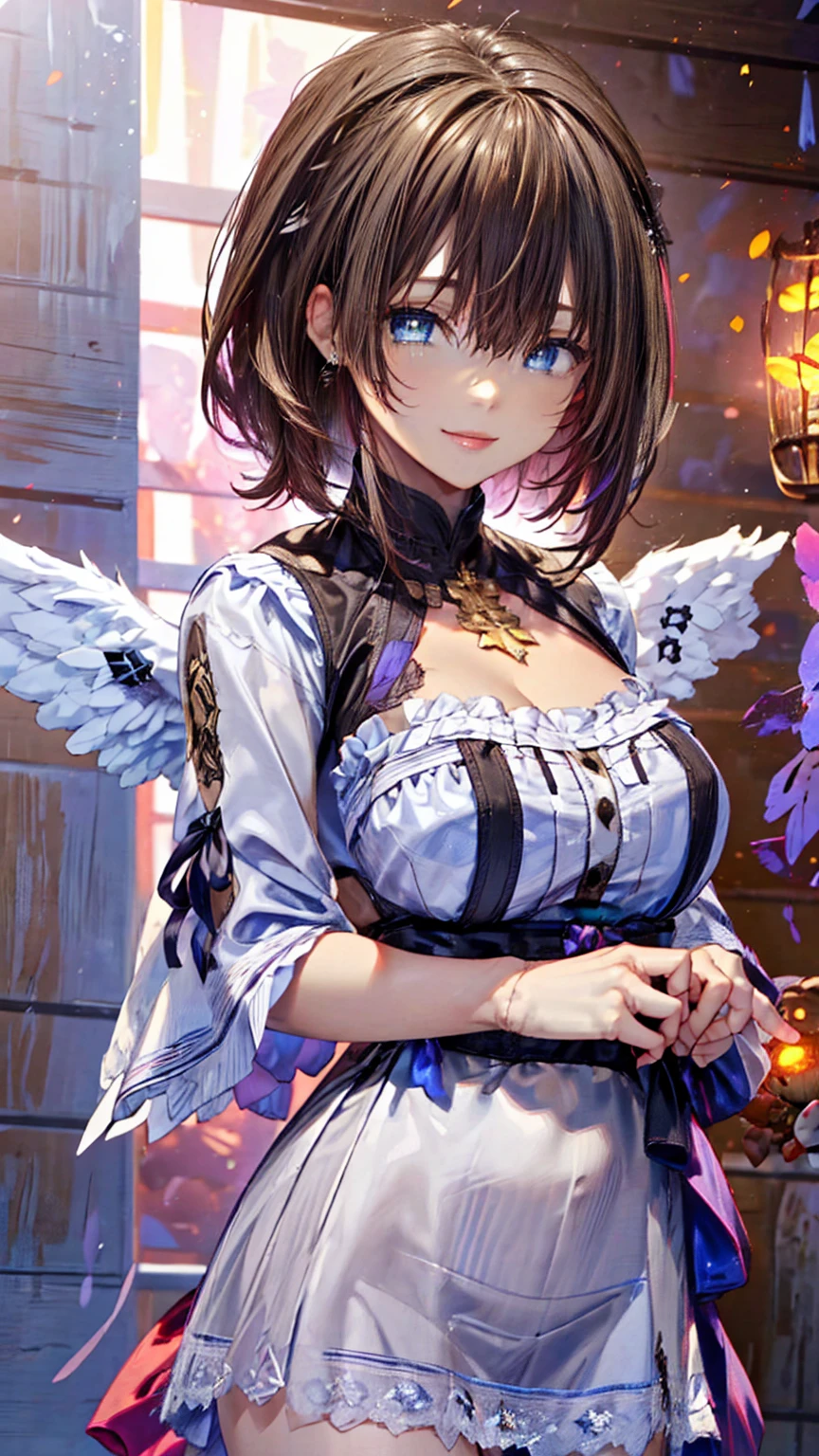 ((Fallen Angel))))、((((Haniel))))Lightly pigmented hair、ロングヘaー、The bangs are neatly trimmed、((Long butt))、((Long eyelashes))、a(Shadow)、(((Eye color: Gray)))、Lip color is light brown、(Smiling emotionlessly)、Act in a captivating way、(((Fall in love with that dress-up doll)))
(Beautiful white outfit:1.28),
Lady,, 
(Beautiful background:1.18),
高resolution,aート,do,Highest quality,
(Huge breasts:0.8),
resolution, unity 8k wallpaper, (figure:0.8), (Detailed and beautiful eyes:1.6), Highly detailed face, Perfect lighting, Extremely detailed CG, (Perfect hands, Perfect Anatomy)