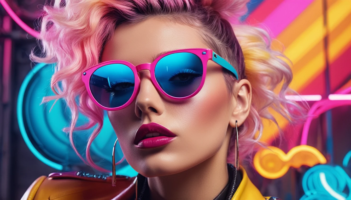 create an image demonstrating the style of ((Electropop 08)) style, Hyperrealism, 8K high resolution, Vibrant colors, Sharp focus, Very detailed