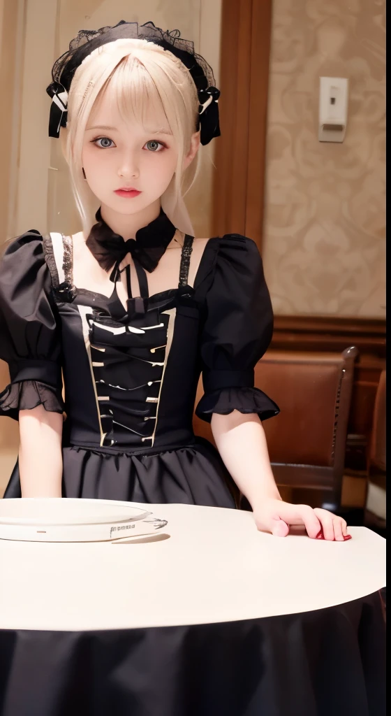 (Tabletop, Highest quality:1.2), 8K, 85mm, Official Art, RAW Photos, Absurd, Platinum Blonde Hair, (blue eyes, Lolita Fashion, Sweet Lolita, Gothic, dress:1.2), Idol&#39;s face, Upper Body, beautiful girl, Gardeniass, Copenhagen, Short sleeve, grace, Sophisticated, Gardenia, View your viewers, Film Grain, chromatic aberration, Sharp focus, Face Light, Dynamic Lighting, Cinema Lighting, Detailed face, Bokeh Background