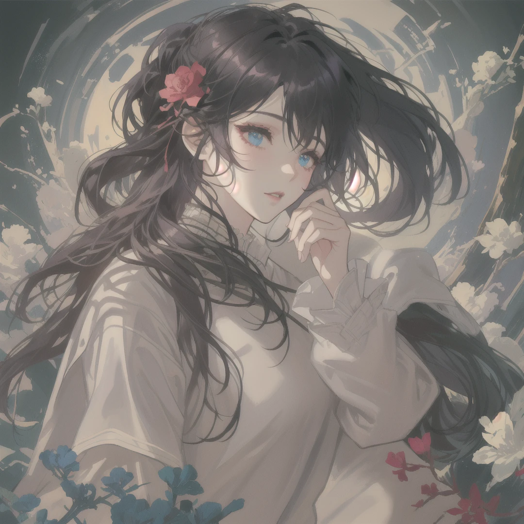 anime girl with long hair holding a flower in her hand, guweiz, artwork in the style of guweiz, guweiz on pixiv artstation, beautiful anime portrait, guweiz masterpiece, guweiz on artstation pixiv, beautiful anime girl, made with anime painter studio, painted in anime painter studio, anime moe artstyle