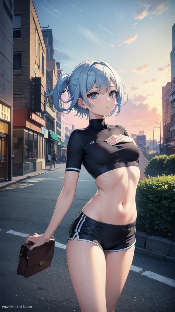 Masterpiece, top quality, best quality, official art, beautiful and aesthetic, anime, 1girl,extremely detailed, colorful, more detailed ((ultra-detailed)), (highly detailed CG illustration),Best Quality, High resolution, Unity 8k Wallpaper, (Illustration:0.8), (Beautiful detailed eyes:1.6), extra detailed face, Perfect Lighting, extremely details CG, (Perfect hands, Perfect Anatomy), blue short hair,cap,hairpin,blue eyes, white top, sport shorts,short shorts,skinny fit, small breast, in middle,street, night, city, from behind, bend over,wet.