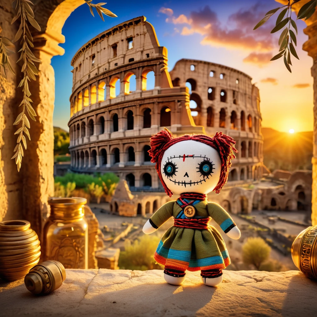 (knitted toy voodoo doll:1.7), (Voodoo Doll:1.3), (Clothing: casual Italian attire with leaning tower patterns:1.0), (Accessories: enchanted camera emitting warm light, levitating guidebooks:1.1), (background: leaning Tower of Pisa with floating flowers, glowing surrounding buildings, and sparkling cobblestone streets:1.2), best quality, masterpiece, detailed soft oil painting, detailed background, dramatic cinematic lighting, soft edge lighting, professional, dramatic lighting, hard edge lighting, ultra quality, 4k, masterpiece, best quality, 8k, ultra high definition, high resolution, extremely detailed