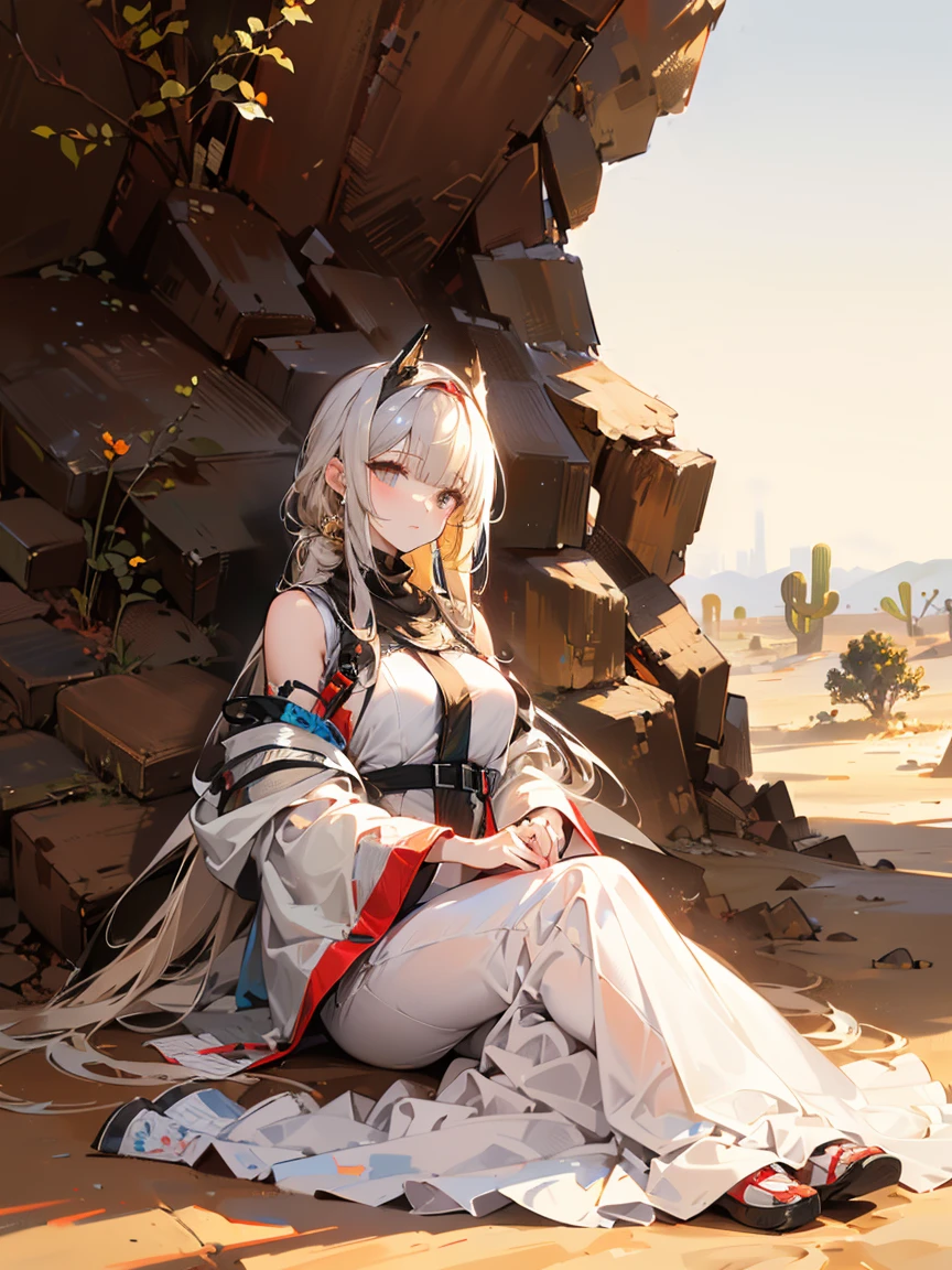 ((In the desert:1.5)), Mature woman with long hair and white clothes, (Rest in an oasis:1.2), Arabic, Post-apocalyptic, From Arknights, Gweiz-style artwork, bodybian, Fine details. Girls&#39; Frontline, Beautiful anime illustrations, from Girls&#39; Frontline, Jan J, amazing, 26 years old, (alone:1.5), (SFW:1.25), Saggy breasts, Large Breasts, big , Narrow waist, big ass, Raised to be sexy, (Dark mahogany medium long hair, Updo, Hair on one eye, Asymmetrical Hair, Curly Hair, Lo-tai),(Muslim, Head scarf, hair band, Today my head, turbaned), (Ultra-high resolution, 8k RAW photos, Photorealistic, Weak outline:1.3, Clear focus), Highest quality, Natural light, Blurred Background, Depth of written boundary, (Bright Eyes, Beautiful eyes in every detail, A face with attention to detail), Red lips, Looking at the audience, (Tight Focus:1.2, From below), Sexy pose, Seductive Weak々A beautiful smile, Center image, (Wearing a white long jacket and clothes, Wearing shorts, Gold ornaments, White clothing tied around the waist, Camel brown long leather boots, Translucent lace pantyhose), ((Correct Anatomy:1.5)), ((Outdoor:1.2)),