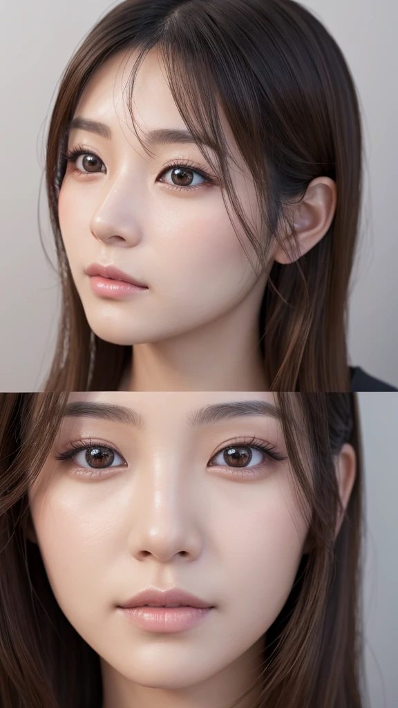 a beautiful realistic detailed portrait of 1 japanese woman looking at the viewer, extremely detailed facial features, detailed eyes, nose, lips, long eyelashes, high quality photorealistic, 8k, masterpiece, best quality, photo realistic:1.4, intricate details