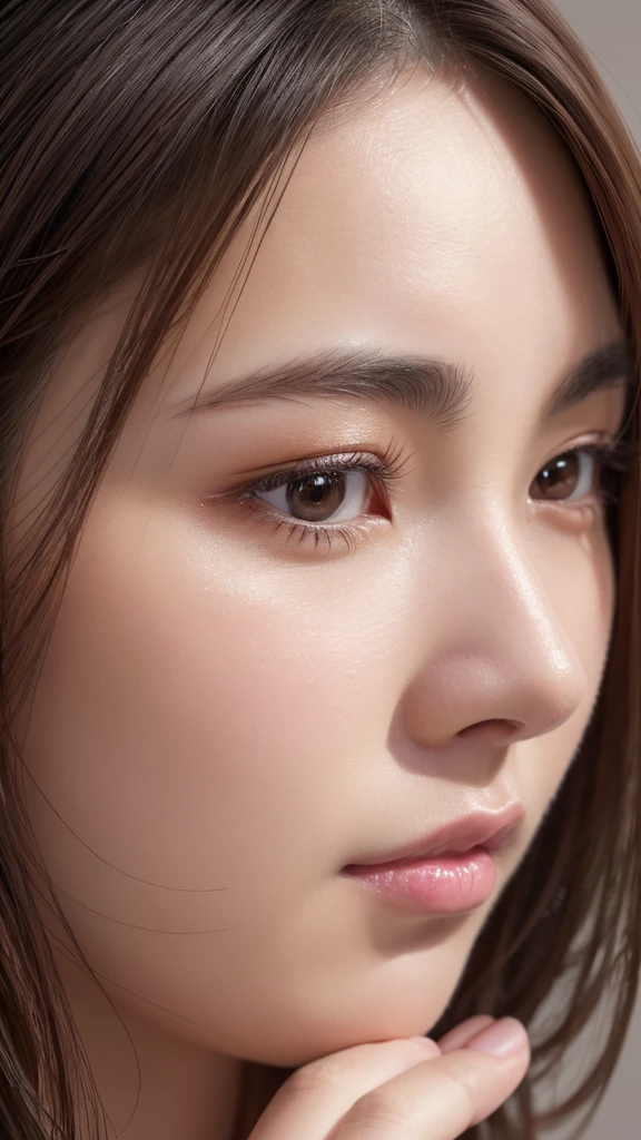 a beautiful realistic detailed portrait of 1 japanese woman looking at the viewer, extremely detailed facial features, detailed eyes, nose, lips, long eyelashes, high quality photorealistic, 8k, masterpiece, best quality, photo realistic:1.4, intricate details