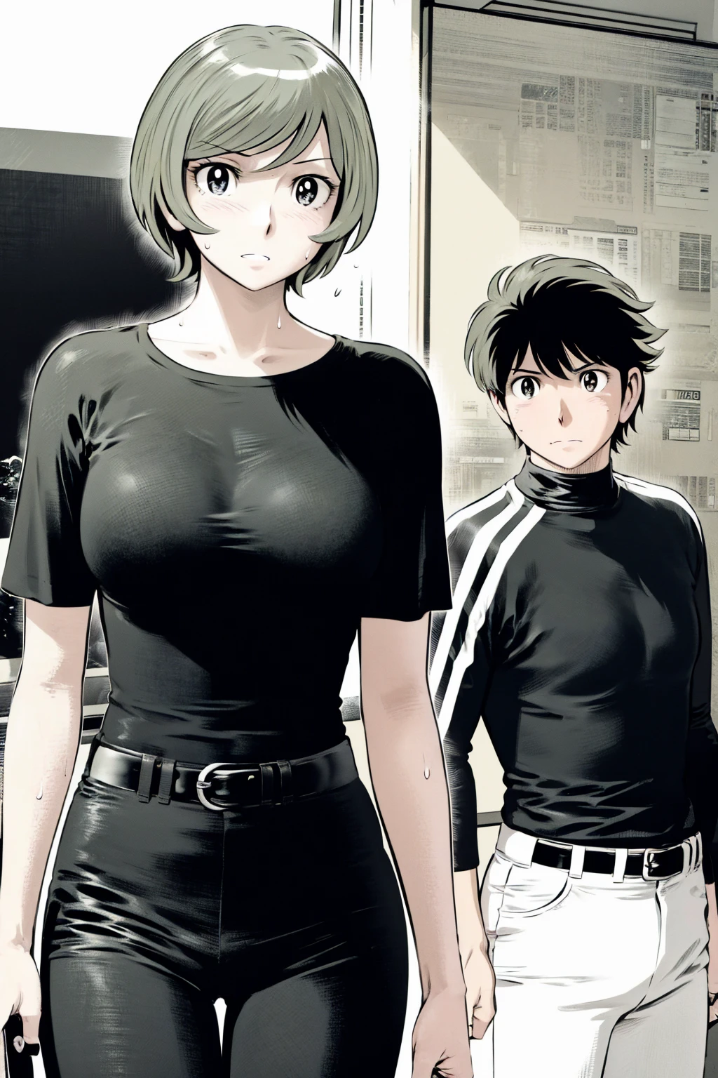 (Baseball uniforms:1.2),
blonde, (short hair:1.2),White trousers、Black belt、((Illustration of people))、Tube top bra、
View your viewers,, (Highest quality:1.3), White pants、Outdoor、baseball ground、ground、soil、blue eyeasterpiece、Highest quality)、Highest quality, Ultra-high resolution, (((masterpiece))), alone, Sweat、Big eyes、Large breasts、Torn clothes、 Fully exposed、Nipples、One Girl, Front view、Embarrassed face、Bronze colored hair、((short hair))、Stand up straight、Cowboy Shot