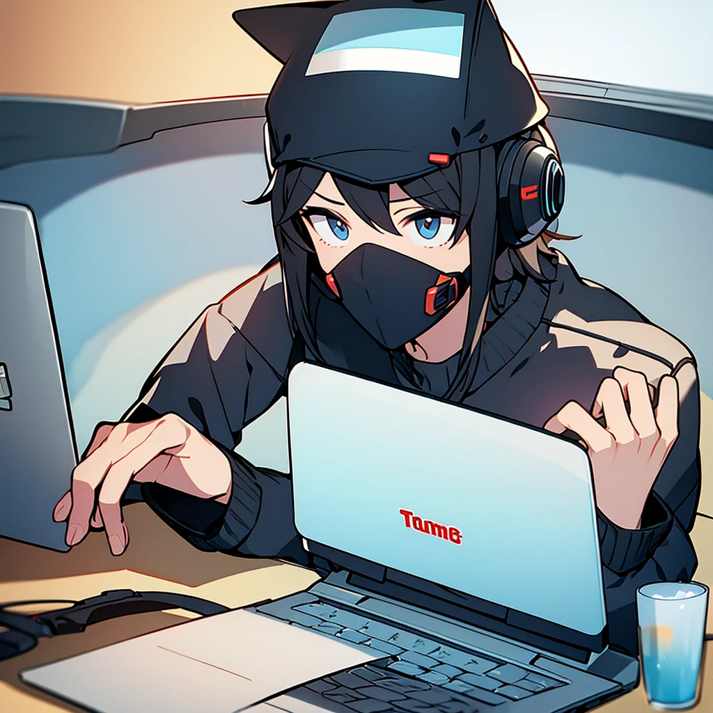 Nomad Worker　Have a laptop　YouTube Icon　An illustration　male　