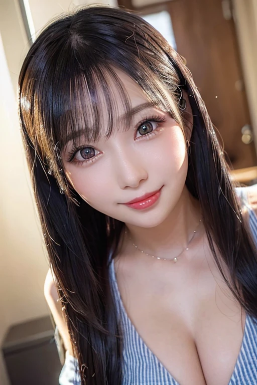 (((A real beauty))), RAW Photos, Black Hair、folder、Round eyes、False eyelashes、Straight Hair, correct、Pink lipstick、Striped Hair、Brown Hair、Blue Hair、(Dark blue hair)、(Gradient Hair)、Asymmetrical Hair、Hair behind the ear、Crossed bangs、Long Hair、(お尻までLong Hair)、Long Hair、Straight bangs、Smooth, silky hair、Hair up on one side、とんでもなくLong Hair、Light brown eyes、Ring Eye、Round eyes、Wicked Smile、A light smile、Cast a Shadow、(Extraordinary presence)、Atmospheric perspective、Backlight、Exposure、Lens flare、、最high quality、超High resolution、超High resolution、Very realistic, masterpiece、correct、Textured skin、high quality、最high quality、Awards、32k, 髪のfolder、Cunning、A light smile、Shy laugh、Redness in the ears、correct、Subjective、Shine、360° View、Very detailed、超High resolution、解剖学的にcorrect、masterpiece、Emphasize the chest、High resolution、High detail、Long eyelashes、A slight blush、Compensate, (((Full Body Shot)))、Arms raised pose、Shooting from a distance、Various angles of view、